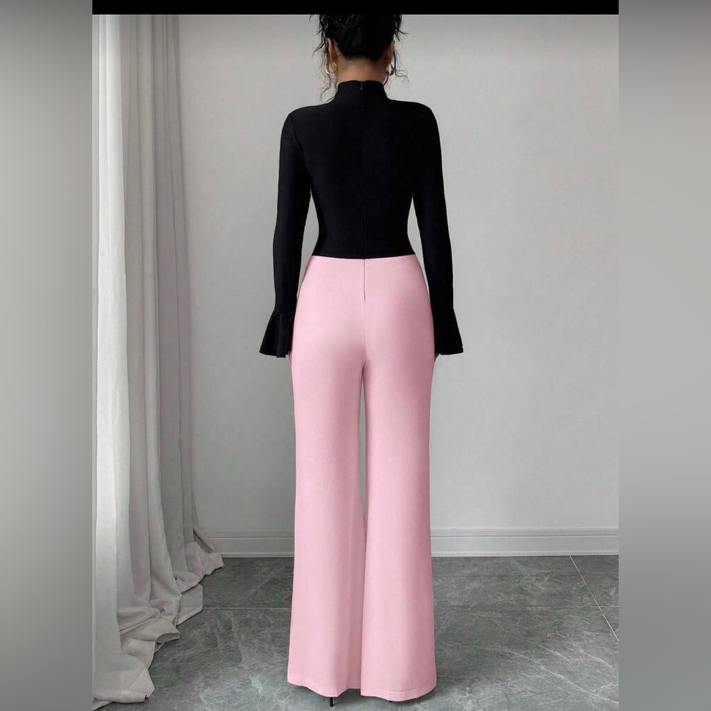 Elegant Black and Pink Women's Jumpsuit - Picture 6 of 7
